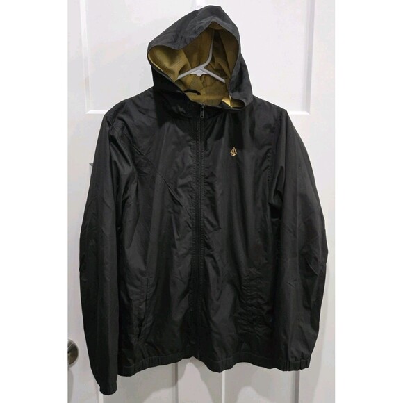 Volcom Full Zip Hooded Black Windbreaker Boys Size XL - Picture 1 of 3